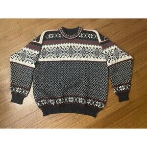 VTG Nordstrikk Multi Fair Isle Virgin Wool Raglan Sleeve Sweater Size M Norway